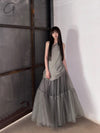 Marc Le Bihan patchwork layered skirt France Handmade MLB-2583-DUSTY GREY